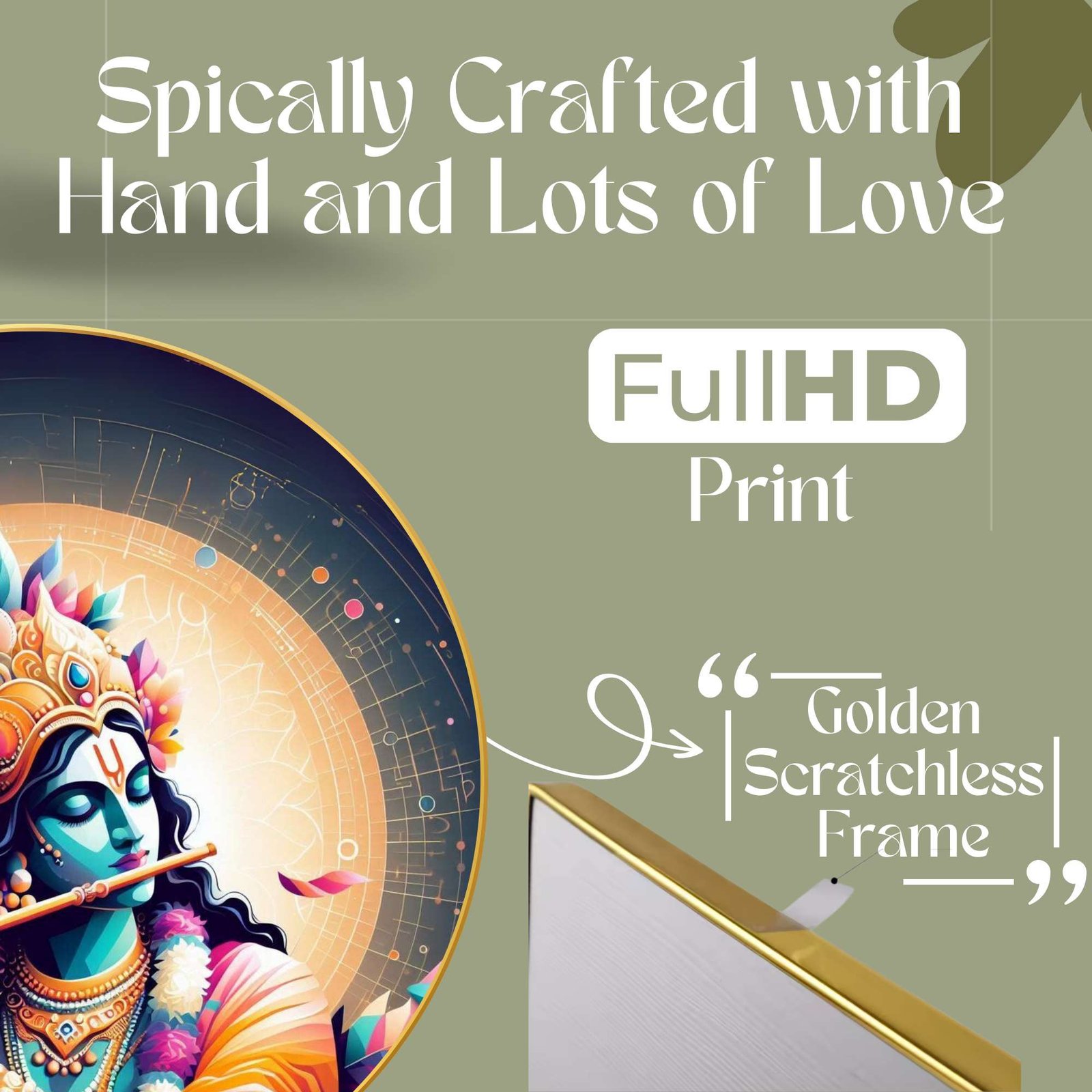 Wall Painting for Wall Decoration with Frame Sparkle Glossy Round Golden Framed Large Painting Office, Living Room, Bedroom, Home Decoration - Image 2