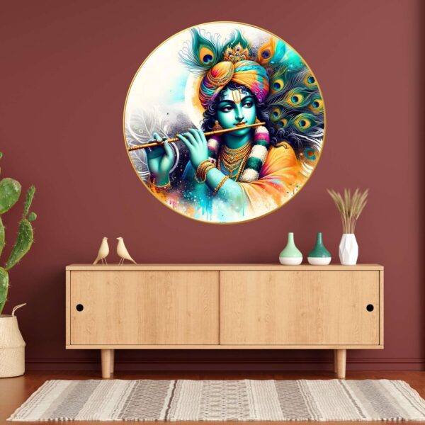 Wall Painting for Wall Decoration with Frame Sparkle Glossy Round Golden Framed Large Painting Office, Living Room, Bedroom, Home Decoration - Image 3