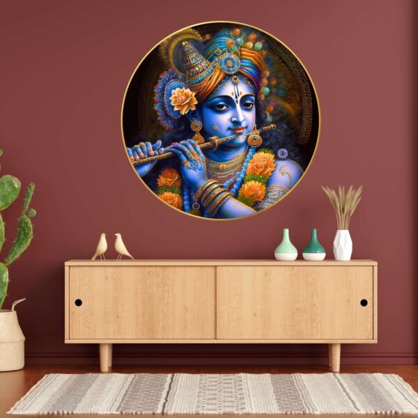 Wall Painting for Wall Decoration with Frame Sparkle Glossy Round Golden Framed Large Painting Office, Living Room, Bedroom, Home Decoration - Image 2
