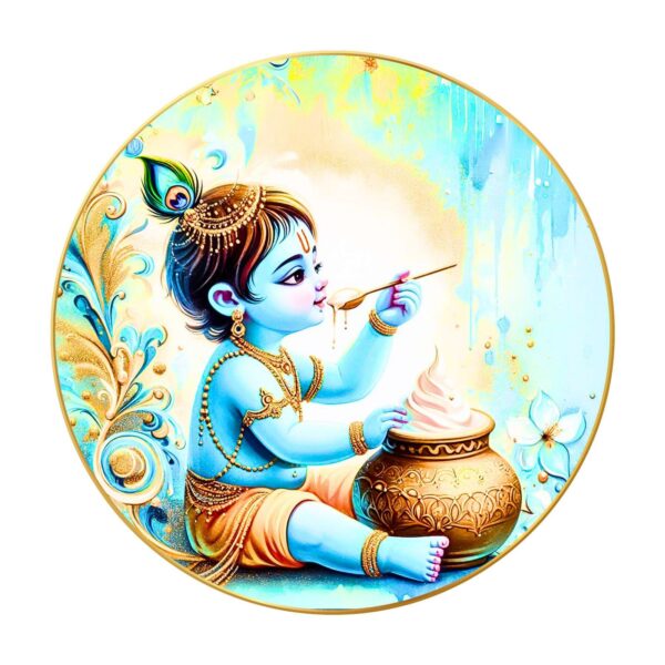 Wall Painting for Wall Decoration with Frame Sparkle Glossy Round Golden Framed Large Painting Office, Living Room, Bedroom, Home Decoration - Image 3
