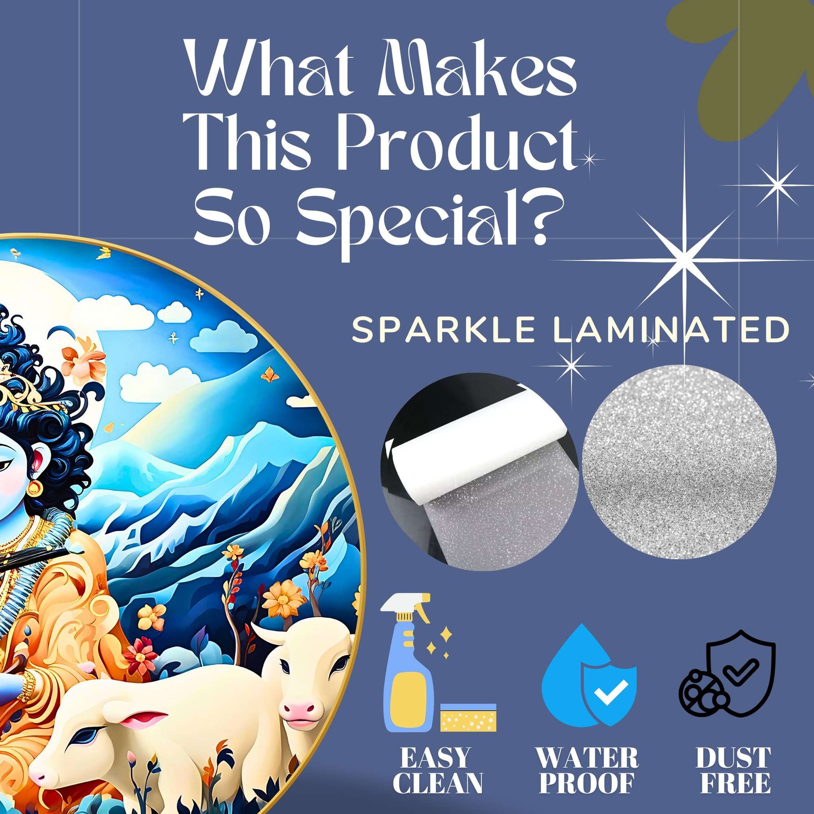 Wall Painting for Wall Decoration with Frame Sparkle Glossy Round Golden Framed Large Painting Office, Living Room, Bedroom, Home Decoration - Image 3