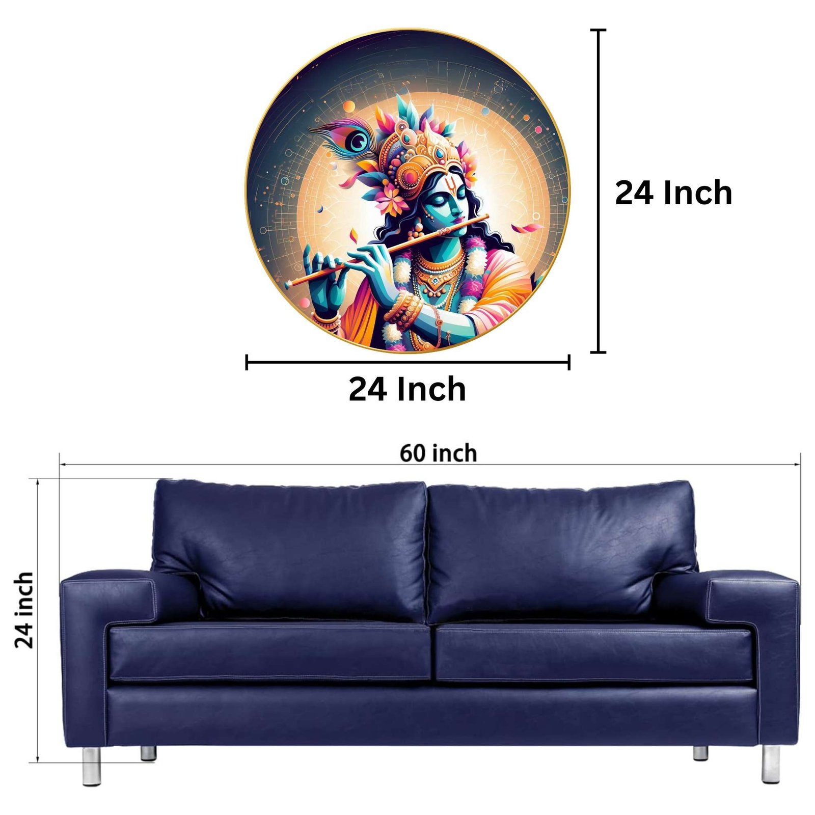 Wall Painting for Wall Decoration with Frame Sparkle Glossy Round Golden Framed Large Painting Office, Living Room, Bedroom, Home Decoration - Image 3